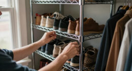 I Put Dollar Tree Wire Cabinet Shelves In My Closet For Smart Shoe Storage