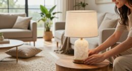 Walmart's New $25 Travertine-Look Lamp Looks Shockingly High-End